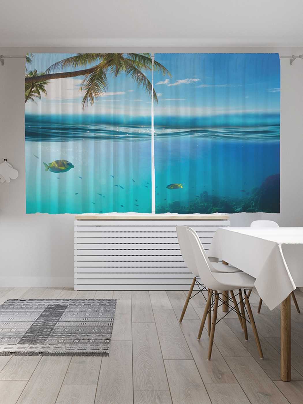 фото Классические шторы joyarty "подводная съемка в тропиках", oxford delux, 2 полотна 145x180
