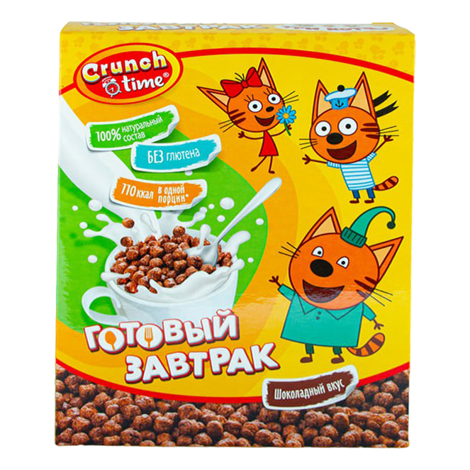

Сухой завтрак шарики Crunch Time Три кота кукурузный 170 г
