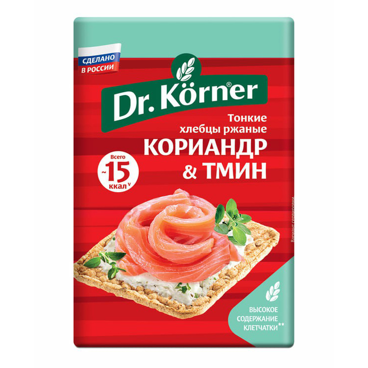 фото Хлебцы ржаные dr.korner с кориандром и тмином 100 г