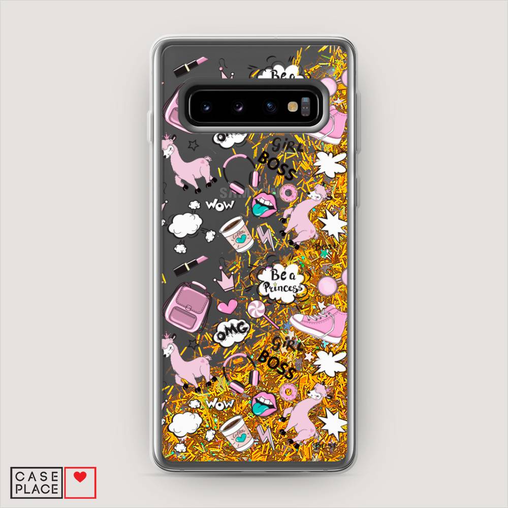 

Жидкий чехол с блестками "Стильная лама" на Samsung Galaxy S10 +, 27190-1