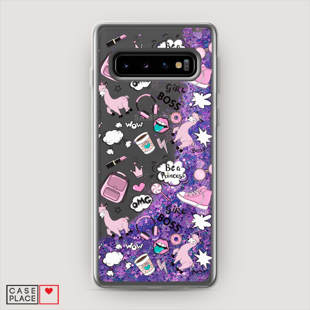 

Жидкий чехол с блестками "Стильная лама" на Samsung Galaxy S10 +, 27192-1