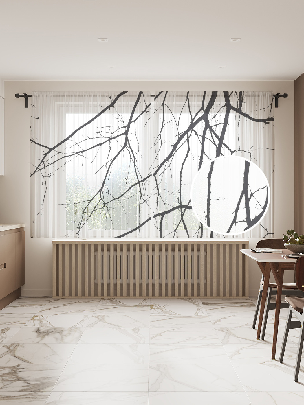 

Фототюль JoyArty "Грустящие ветки", 145x180 см (2 полотна со шторной лентой + 50 крючков), Грустящие ветки