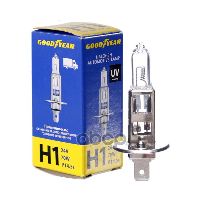 

Лампа Автомобильная Галогенная Goodyear Н1 24v 70w P14,5s GOODYEAR арт. GY011240