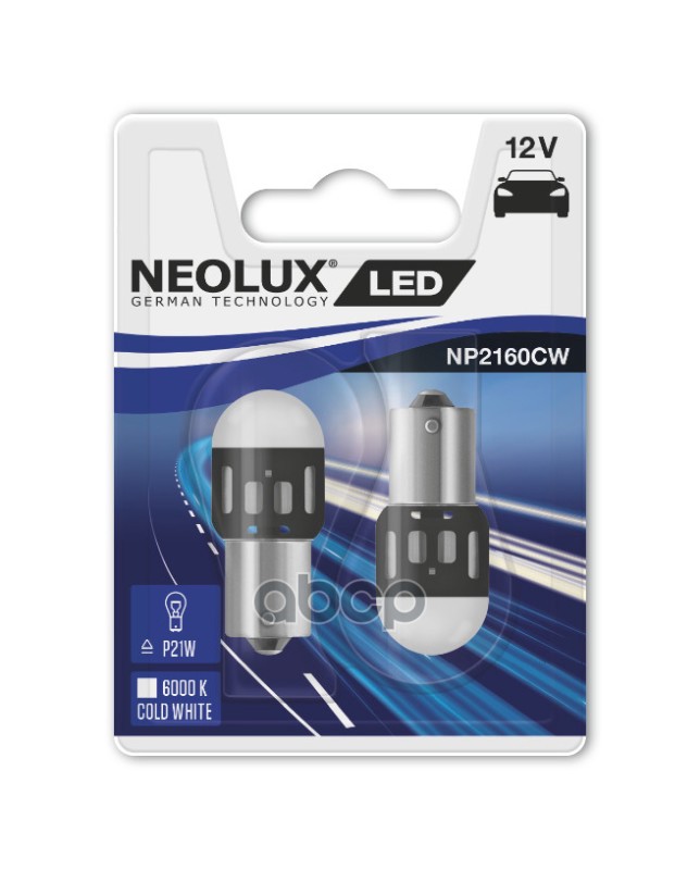 Лампа Диодная P21w 12v (1.2w) Led 6000k Ba15s Блистер 2шт. Neolux арт. NP2160CW02B