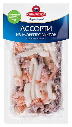 

Коктейль из морепродуктов Санта Бремор Ассорти варено-мороженый 250 г