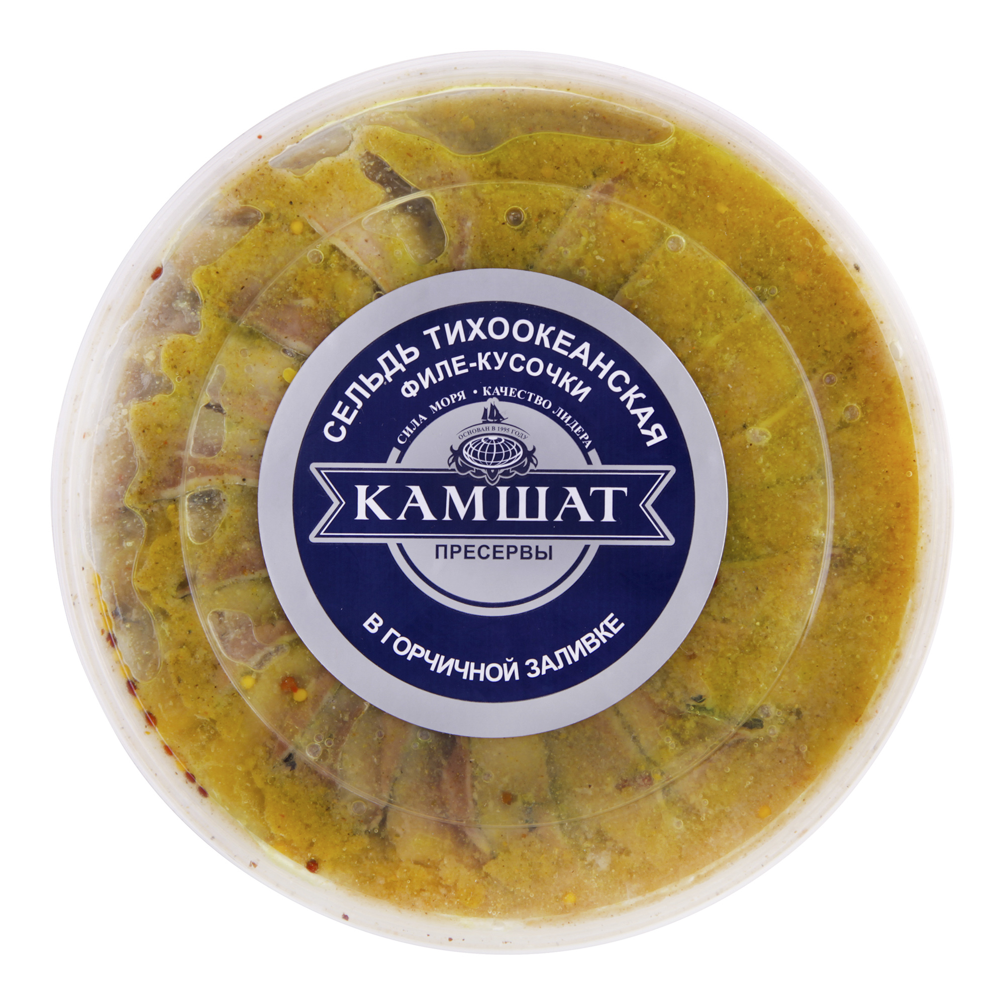 

Сельдь Камшат слабосоленая с горчицей филе кусочки 180 г