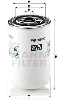 

Фильтр топливный MANN-FILTER WK940/20, WK 940/20