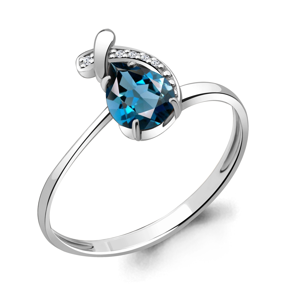 

Кольцо из серебра с топазом р. 17,5 Aquamarine 6552708А_925_р, 6552708А_925_р