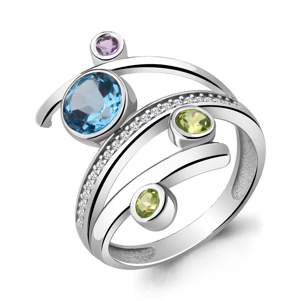 

Кольцо из серебра с топазом р. 19,5 Aquamarine 6552805А_925_р, 6552805А_925_р