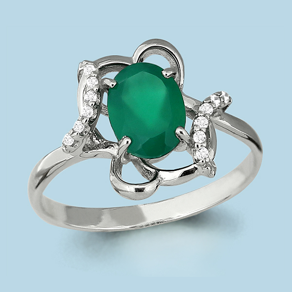 

Кольцо из серебра с агатом/фианитом р., Aquamarine 6553009А, 6553009А_925_р