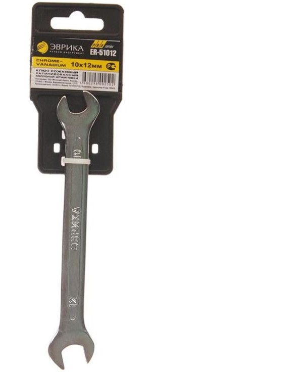 Ключ рожковый 10х12мм CrV Pro ЭВРИКА Эврика er51012
