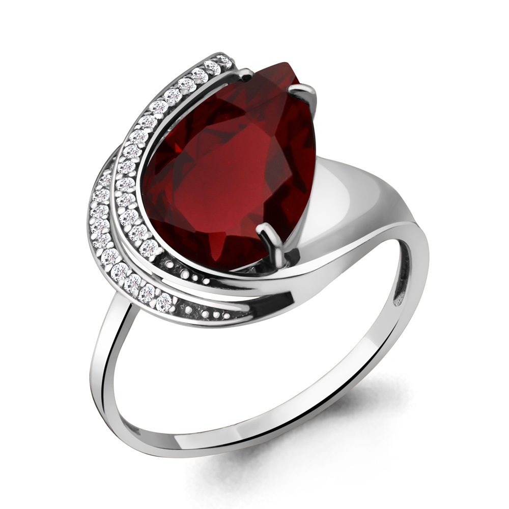 

Кольцо из серебра с гранатом р. 18,5 Aquamarine 6553485А_925_р, 6553485А_925_р
