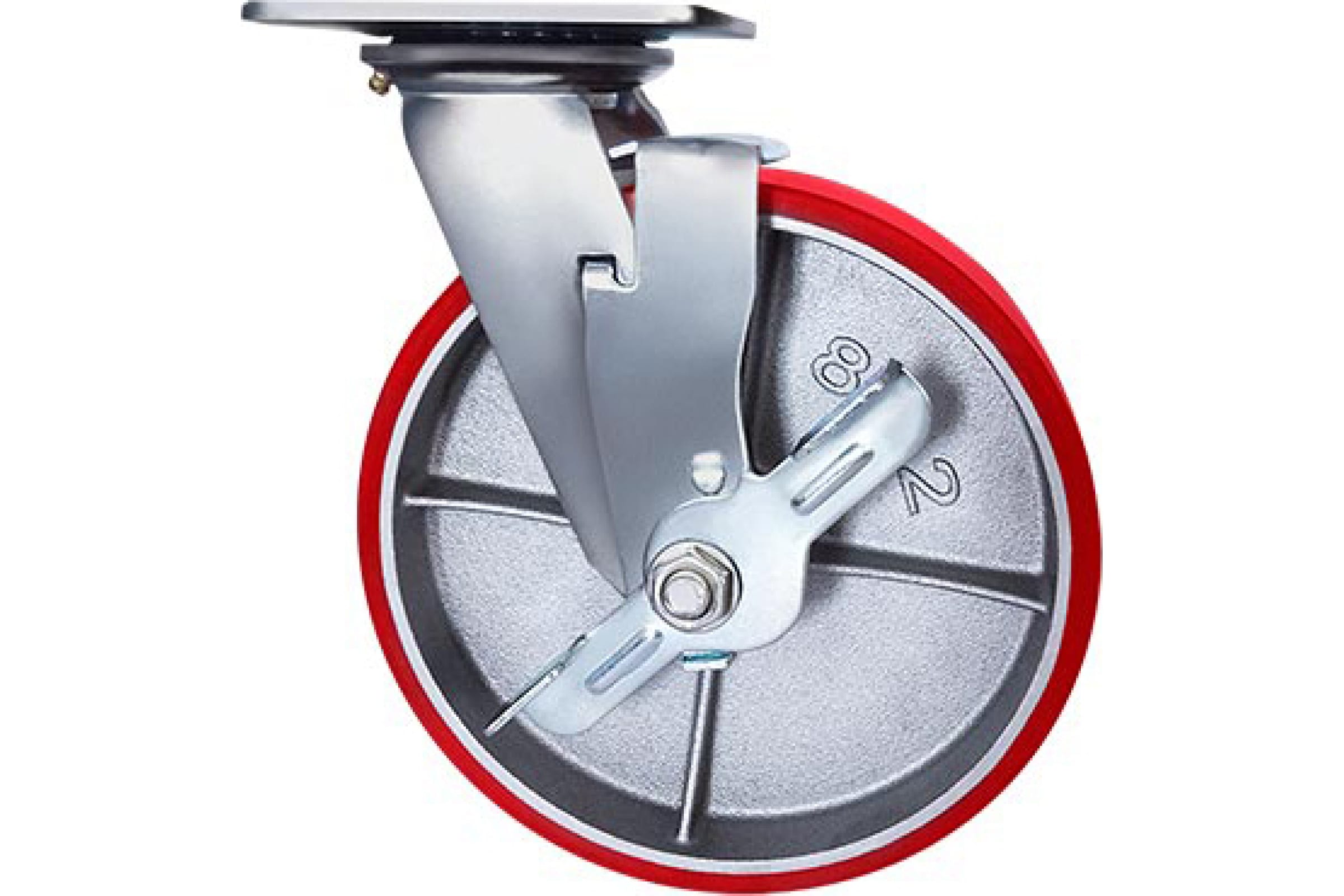 Longway Колесо большегрузное полиуретановое поворотное с тормозом SCPB55 поворотное полиуретановое колесо mfk torg