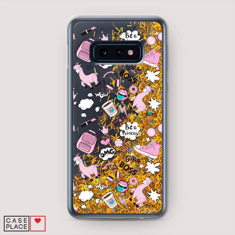 

Жидкий чехол с блестками "Стильная лама" на Samsung Galaxy S10E, 27290-1