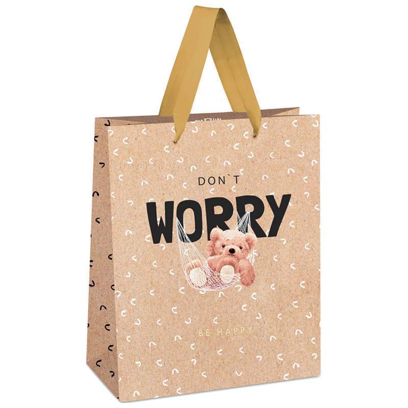 

Пакет подарочный Meshu "Don't worry" 339767, 18x23x10 см, 12 штук, Разноцветный, 339767