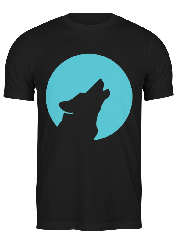 Мужская черная футболка с изображением волка (wolf) размера XL от Printio.
