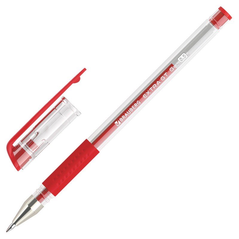 

Ручка гелевая с грипом BRAUBERG EXTRA GT, красная, 143920