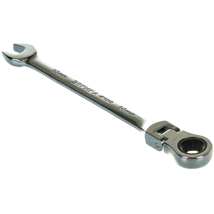 Ключ комбинированный 10х10мм трещоточный шарнирный с держателем ЭВРИКА