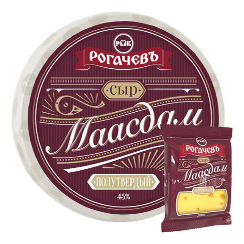 

Сыр твердый Рогачевъ Маасдам 45% БЗМЖ