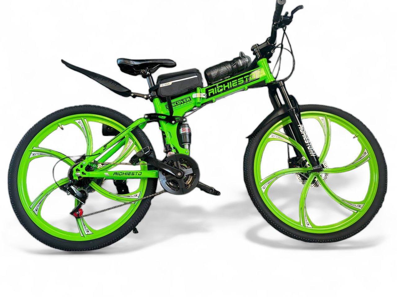 Велосипед Richiesto 26 Складной Двухподвесной 2024 155-175 салатовый 2850000₽