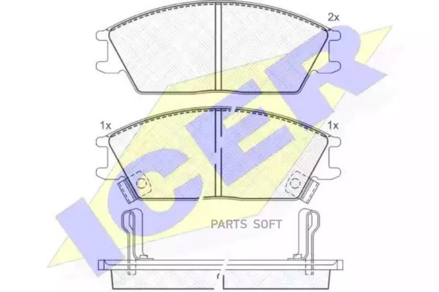 

Колодки Передние Hyundai Accent 1.3 1.5 1.6 00-> Getz 1.1 1.3 1.6 Icer 180887 Icer арт. 18