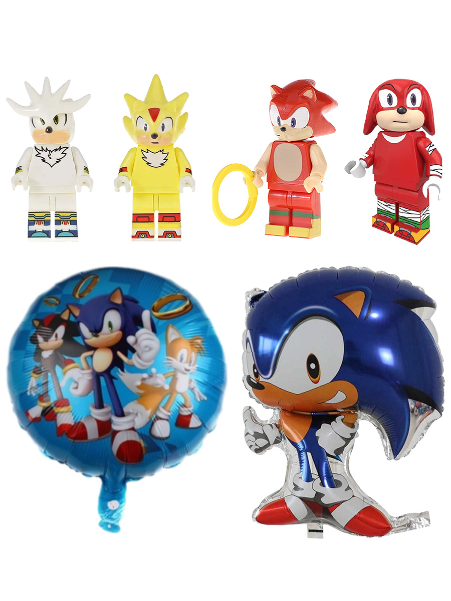 Мини фигурки StarFriend еж Соник Sonic 4 в 1, 2 воздушных шара Сильвер Наклз Шэддоу Тейлз