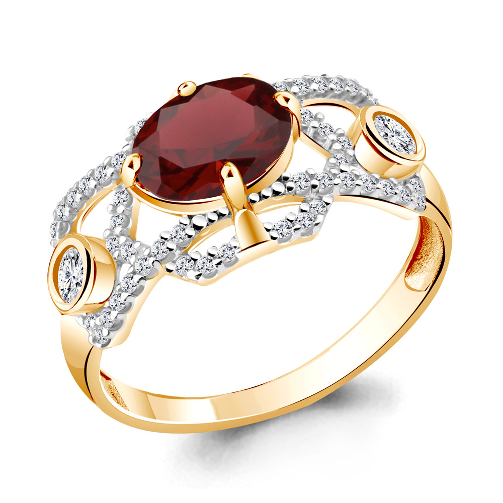 

Кольцо из серебра с гранатом р.  Aquamarine 6557203А_925_з, 6557203А_925_з