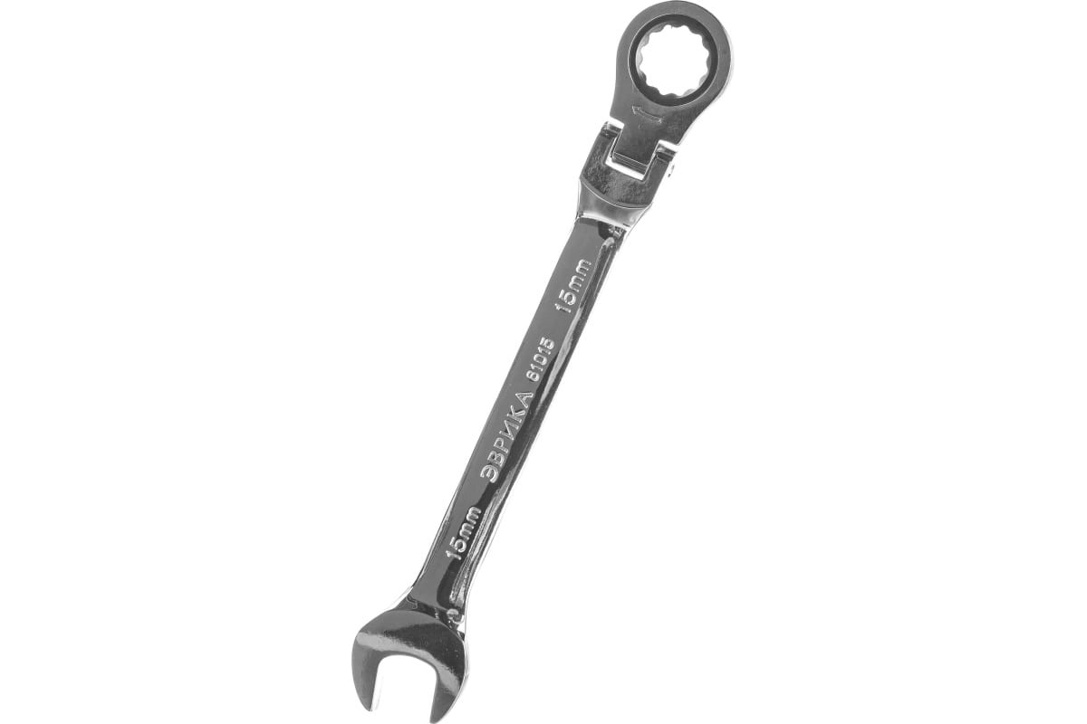 Ключ комбинированный 15х15мм трещоточный шарнирный с держателем ЭВРИКА