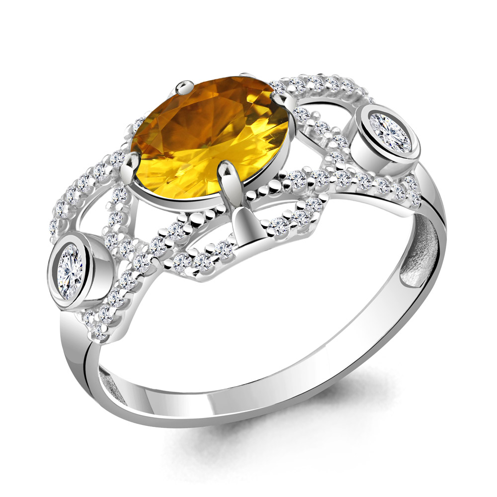 

Кольцо из серебра с цитрином р. 17 Aquamarine 6557206А_925_р, 6557206А_925_р