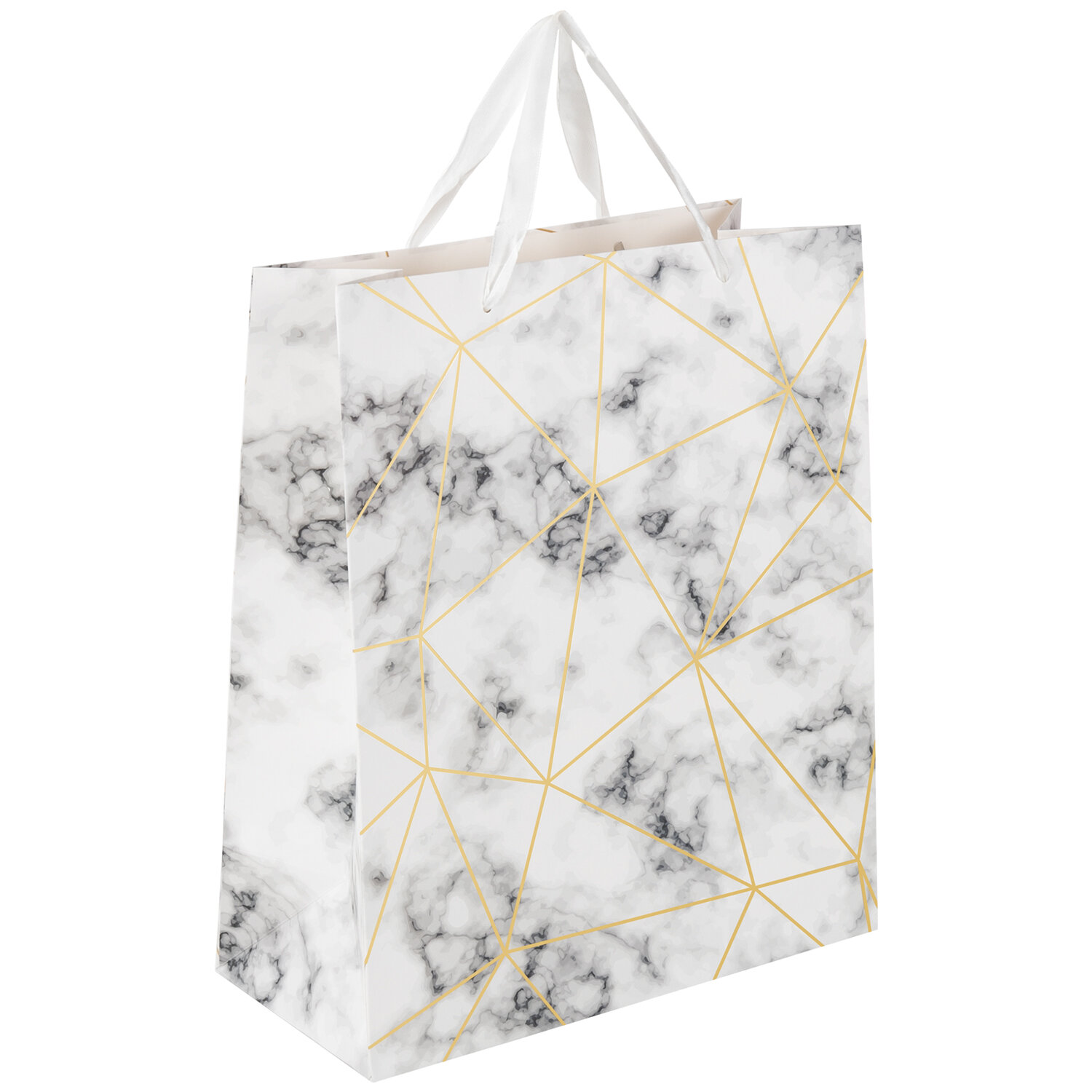 

Пакет подарочный Золотая Сказка "Golden Marble" 608251, 26,5x12,7x33 см, 12 штук, Белый, 608251