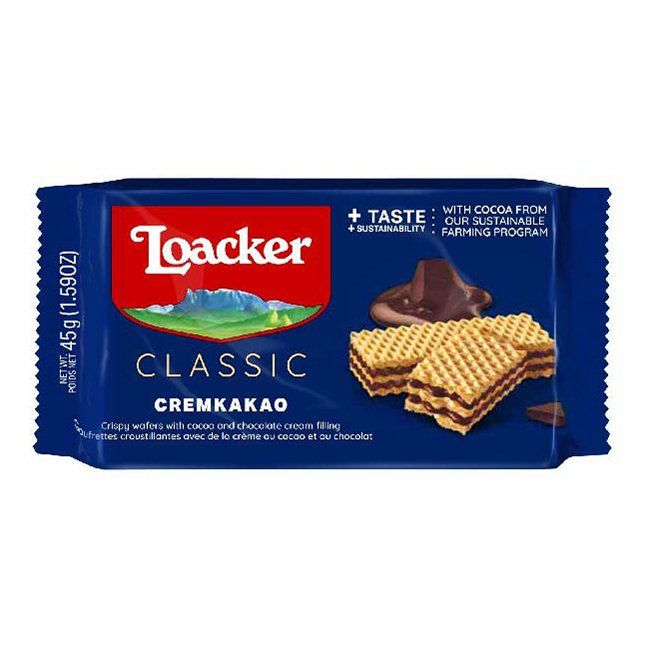 

Вафли Loacker с шоколадной начинкой крем-какао 45 г