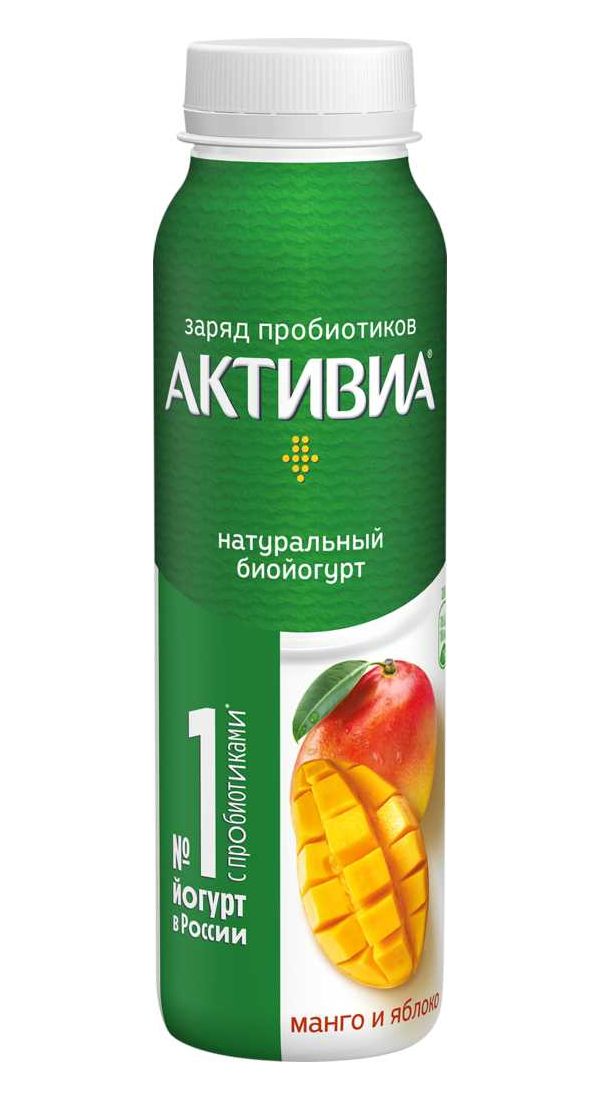 Биойогурт питьевой Активиа яблоко-манго 1,5% 260 г