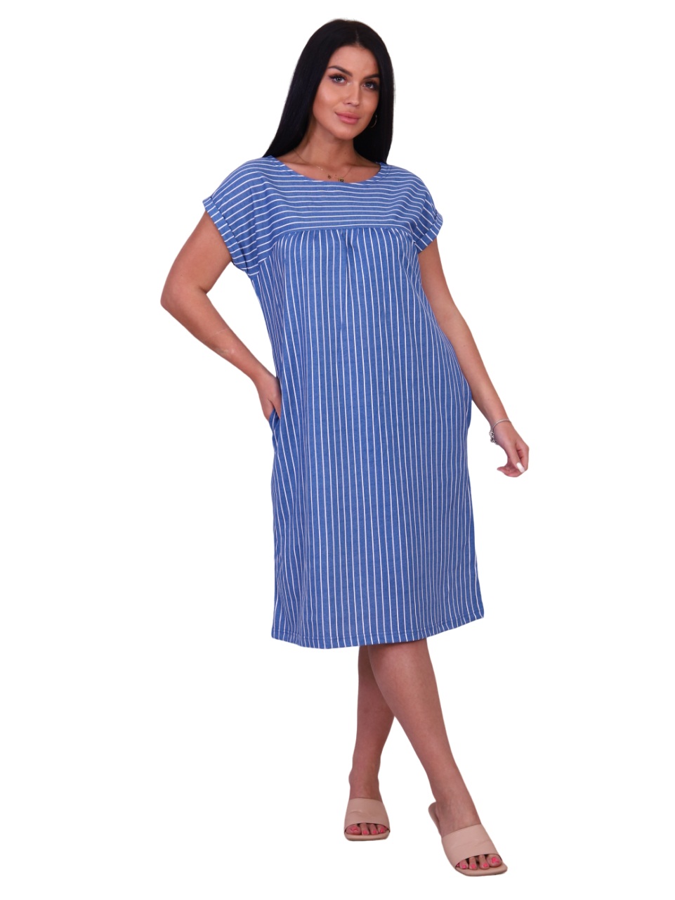 

Платье женское New Life jersey 212-105 голубое 54 RU, 212-105