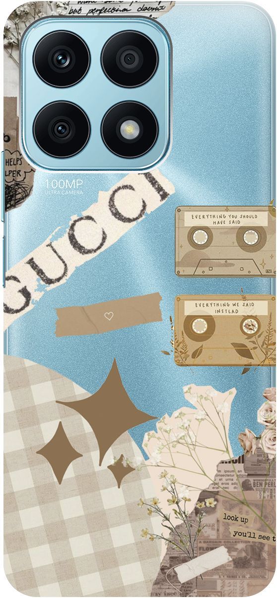 

Силиконовый чехол на Honor X8a с 3D принтом "GUCCI Stickers" прозрачный, Прозрачный;бежевый, 158892