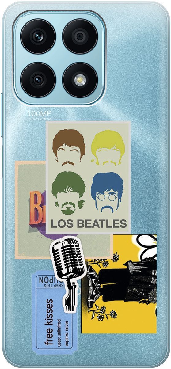 

Силиконовый чехол на Honor X8a с 3D принтом "Beatles Stickers" прозрачный, Прозрачный;бежевый, 158892
