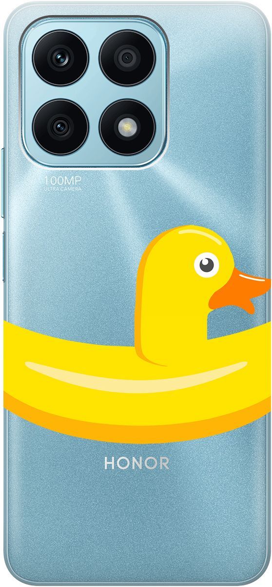 

Силиконовый чехол на Honor X8a с 3D принтом "Duck Swim Ring" прозрачный, Прозрачный;белый, 158892