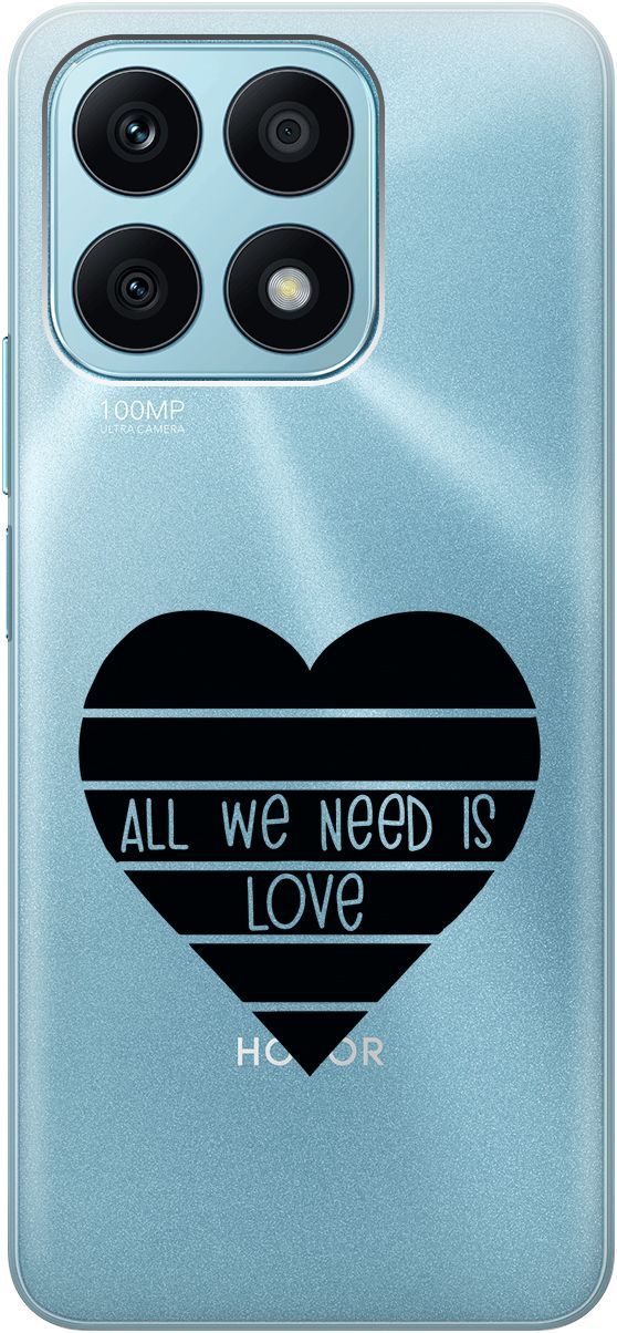 

Силиконовый чехол на Honor X8a с 3D принтом "All We Need is Love" прозрачный, Прозрачный;черный, 158892