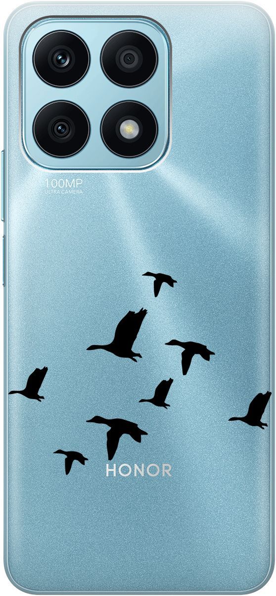 

Силиконовый чехол на Honor X8a с 3D принтом "Flock of Ducks" прозрачный, Прозрачный;черный, 158893