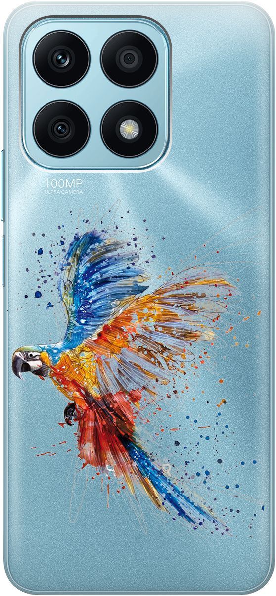 

Силиконовый чехол на Honor X8a с 3D принтом "Colorful Parrot" прозрачный, Прозрачный;голубой, 158893