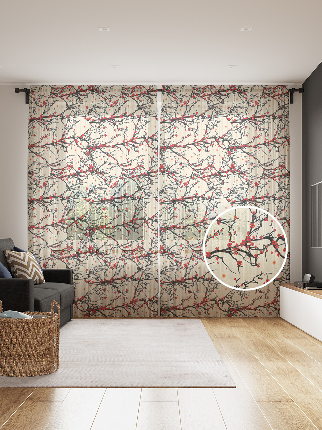 

Фототюль JoyArty "Горячее цветение", 145x265см (2 полотна со шторной лентой + 50 крючков), Горячее цветение