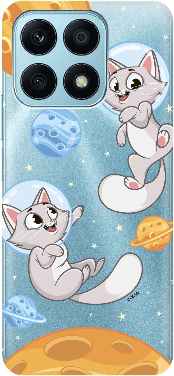 

Силиконовый чехол на Honor X8a с 3D принтом "CosmoCats" прозрачный, Прозрачный;оранжевый, 158893
