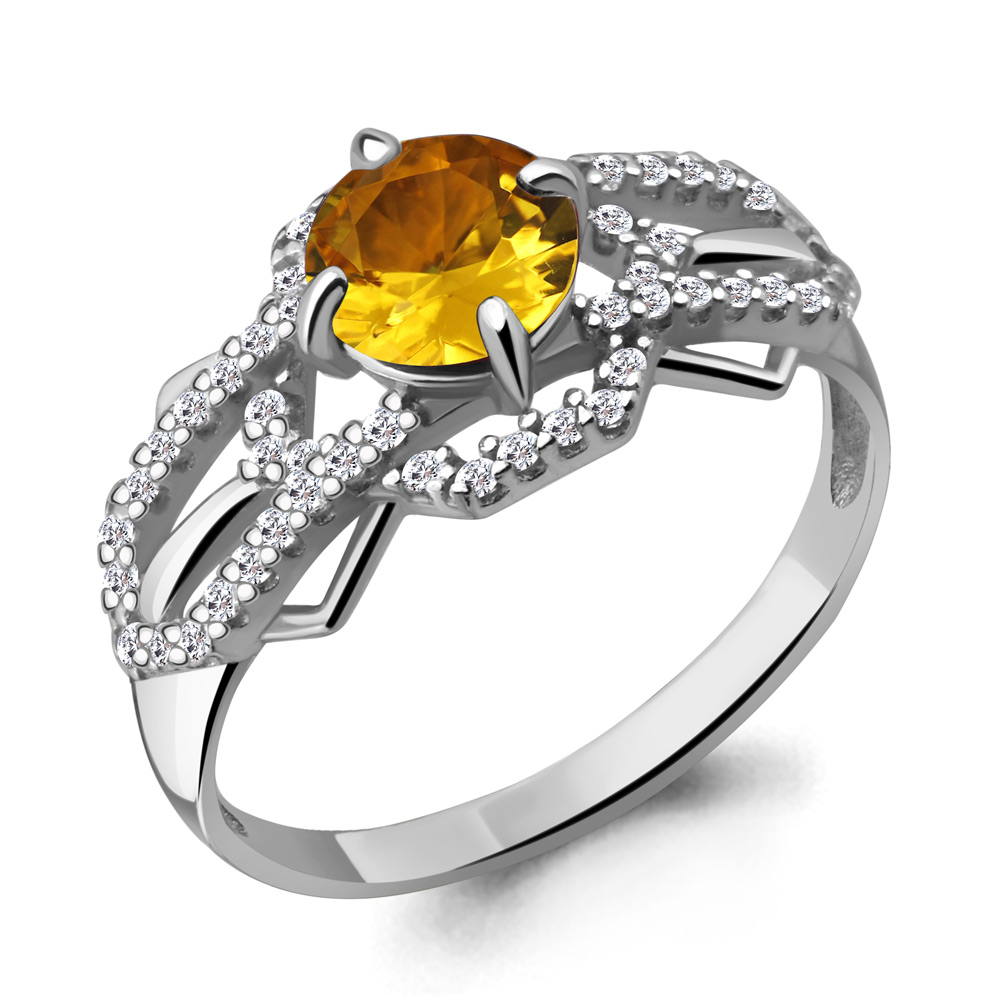 

Кольцо из серебра с цитрином р. 18,5 Aquamarine 6557806А_925_р, 6557806А_925_р