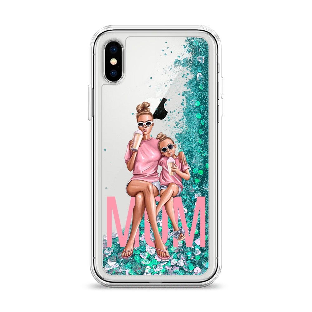 фото Жидкий чехол с блестками "lovely mom" на apple iphone xs (10s) awog