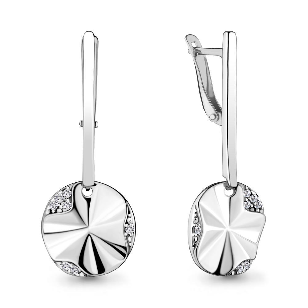 

Серьги подвески из серебра с фианитом Aquamarine 48280А_925_р, 48280А_925_р