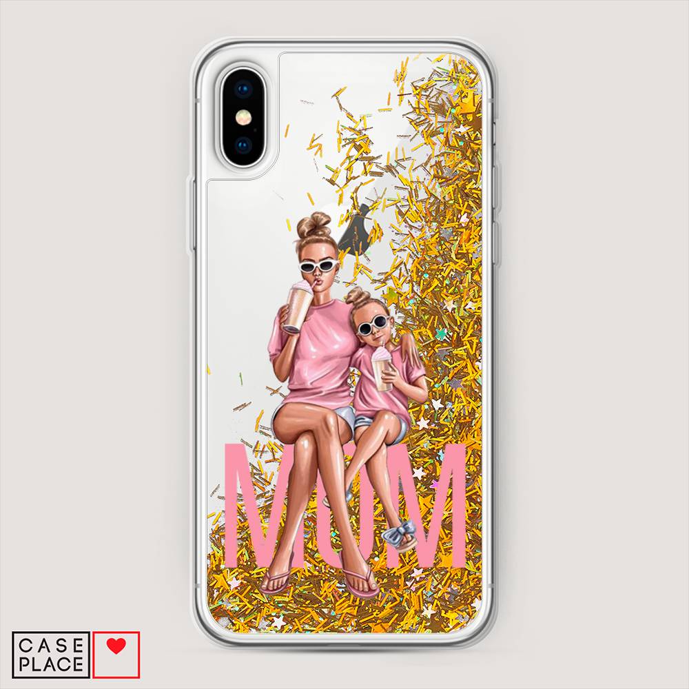 фото Жидкий чехол с блестками "lovely mom" на apple iphone xs max (10s max) awog