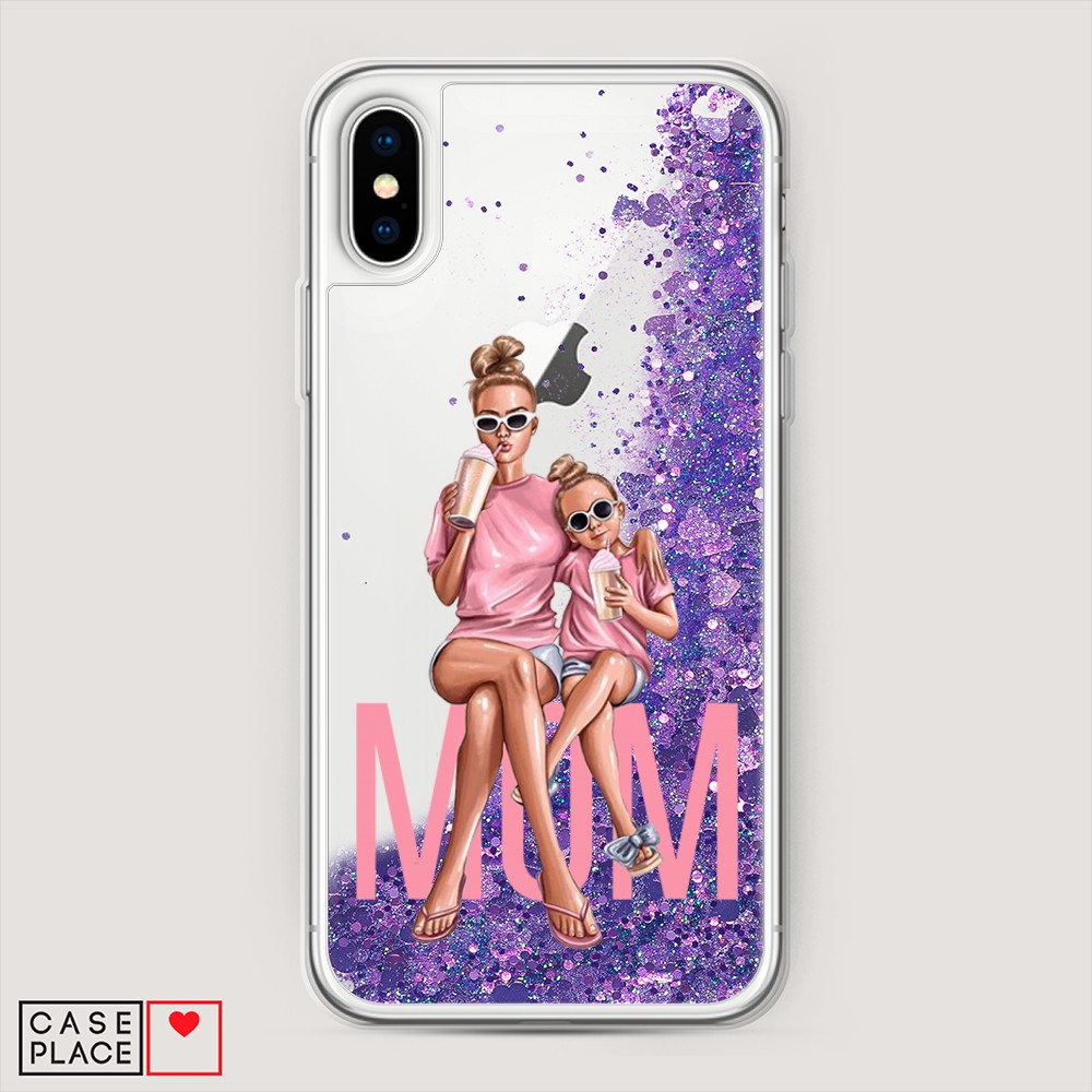 фото Жидкий чехол с блестками "lovely mom" на apple iphone xs max (10s max) awog