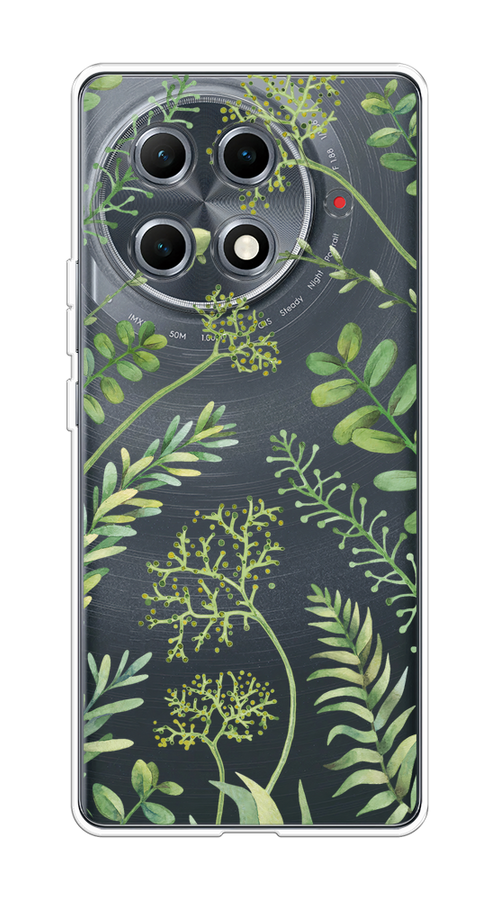 

Чехол на Tecno Camon 30S Pro "Green Leaves", Зеленый;прозрачный, 309550-1