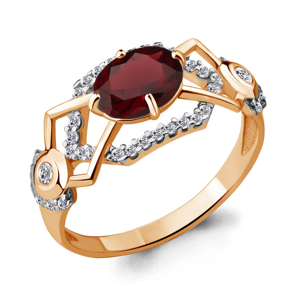 

Кольцо из серебра с гранатом р. 18 Aquamarine 6558203А_925_з, 6558203А_925_з