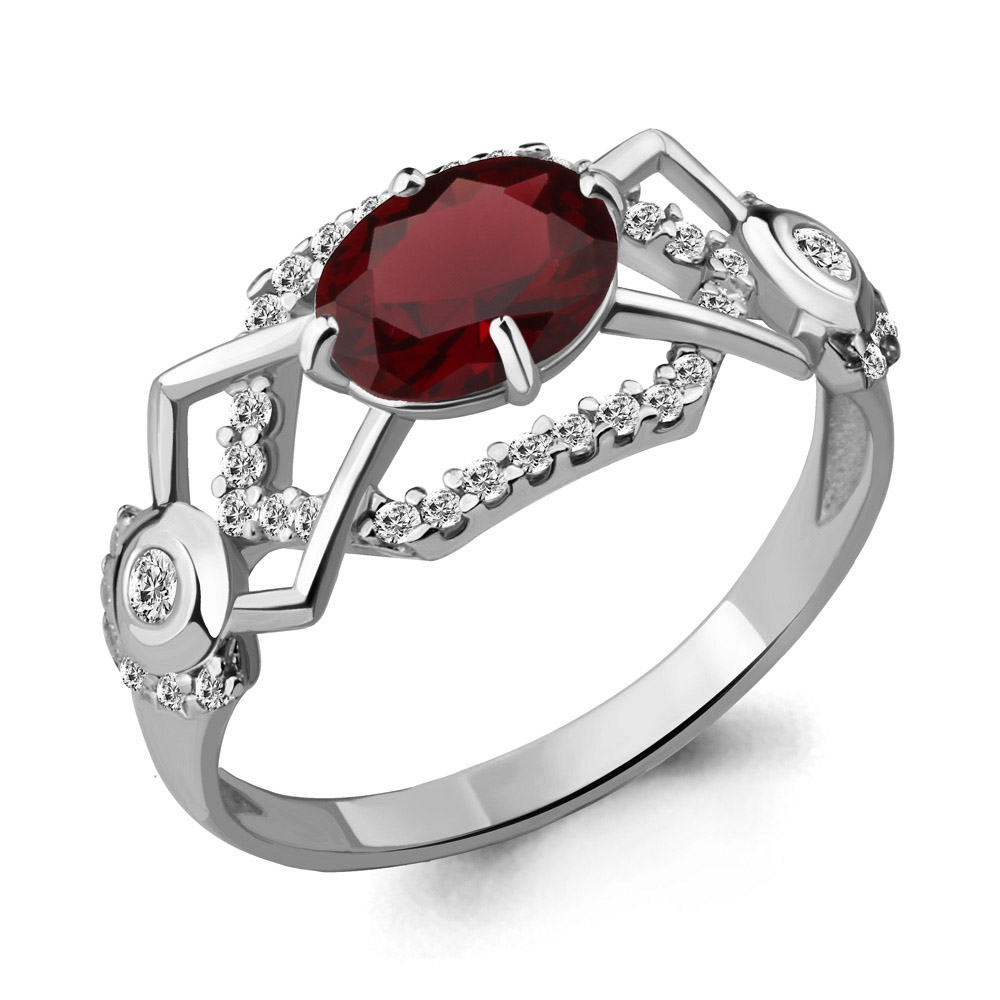 

Кольцо из серебра с гранатом р. 17,5 Aquamarine 6558203А_925_р, 6558203А_925_р