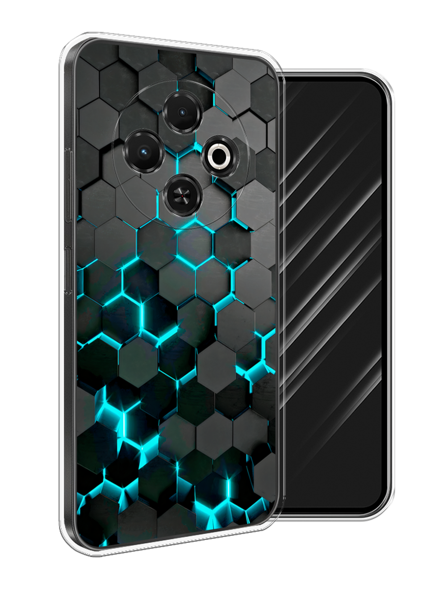 

Чехол Awog на Tecno Spark 30C "Соты бирюзовые", Черный;бирюзовый;синий, 309250-1